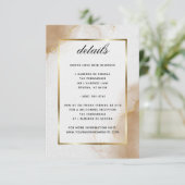 Abstracte Soft Brown Gold-marmering - Gegevens RSVP Kaartje (Staand voorkant)
