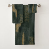 Abstracte Soft Hues Deep Green & Gold Bad Handdoek (Insitu)