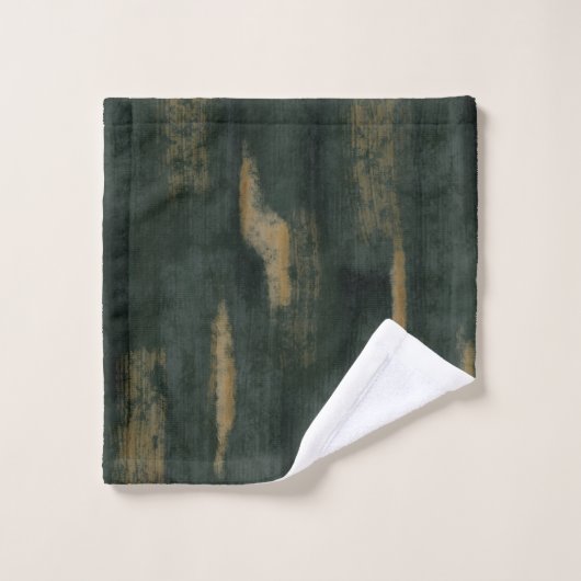 Abstracte Soft Hues Deep Green & Gold Bad Handdoek (Wasdoekje)