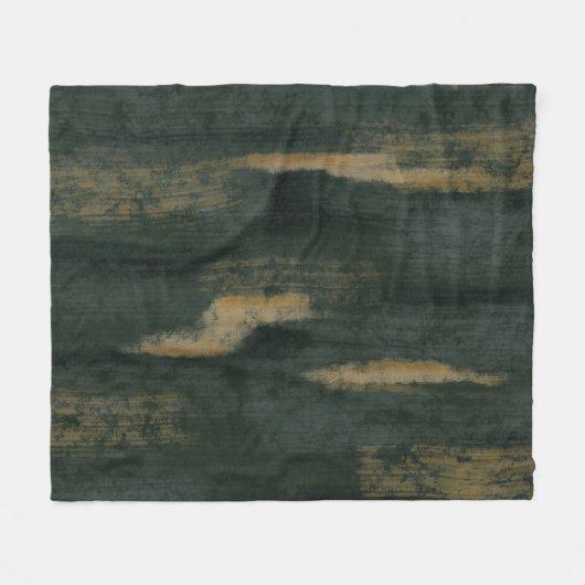 Abstracte Soft Hues Deep Green & Gold Fleece Deken (Voorkant (Horizontaal))