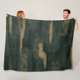 Abstracte Soft Hues Deep Green & Gold Fleece Deken