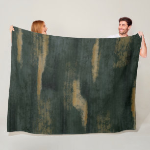 Abstracte Soft Hues Deep Green & Gold Fleece Deken