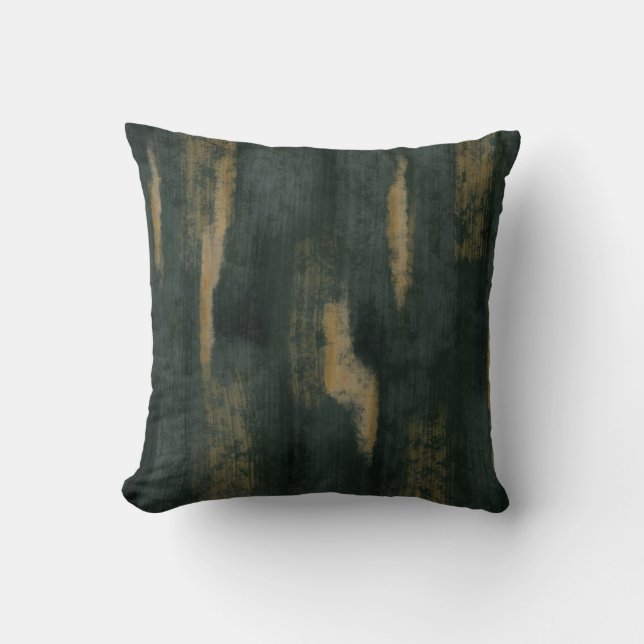 Abstracte Soft Hues Deep Green & Gold Kussen (Voorkant)