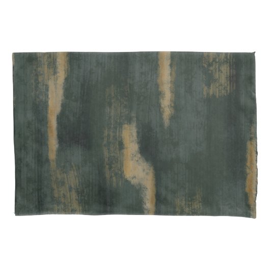 Abstracte Soft Hues Deep Green & Gold Kussensloop (Voorkant-Links)