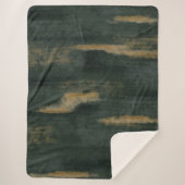 Abstracte Soft Hues Deep Green & Gold Sherpa Blank Deken (Voorkant)
