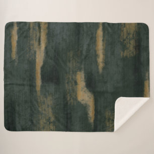 Abstracte Soft Hues Deep Green & Gold Sherpa Blank Deken