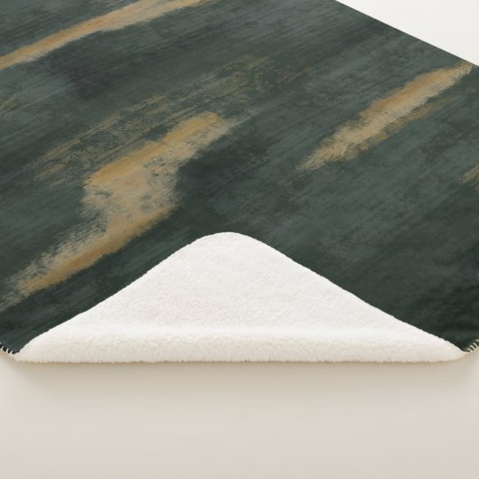 Abstracte Soft Hues Deep Green & Gold Sherpa Blank Sherpa Deken (3/4)