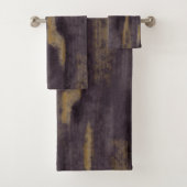 Abstracte Soft Hues Deep Plum & Gold Bad Handdoek (Insitu)