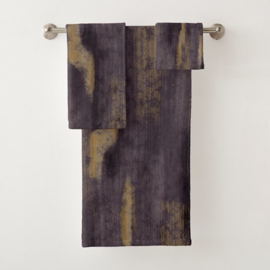 Abstracte Soft Hues Deep Plum & Gold Bad Handdoek (Insitu)