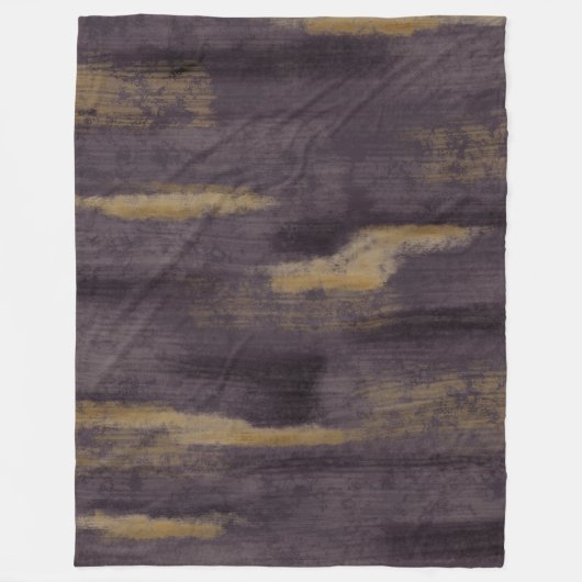 Abstracte Soft Hues Deep Plum & Gold Fleece Deken (Voorkant)