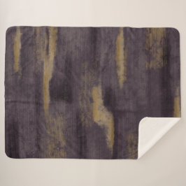 Abstracte Soft Hues Deep Plum & Gold Sherpa Deken