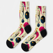 Abstracte Sokken in roze, marineblauw en Sinaasapp (Links)