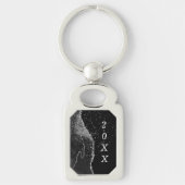 Abstracte Sparkle Black Silver Afstuderen Sleutelhanger (Voorkant)