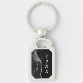 Abstracte Sparkle Black Silver Afstuderen Sleutelhanger