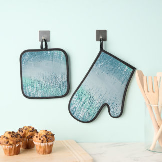 Abstracte spatader ovenwant en pannenlap set