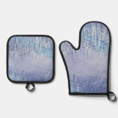 Abstracte spatader ovenwant en pannenlap set (Voorkant)