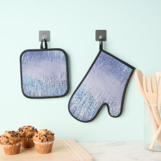 Abstracte spatader ovenwant en pannenlap set