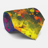 Abstracte spatpaint regenboog, kosmische sterrenst stropdas (Opgerold)
