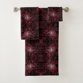 Abstracte spatpatroon van roze en rode stippen bad handdoek