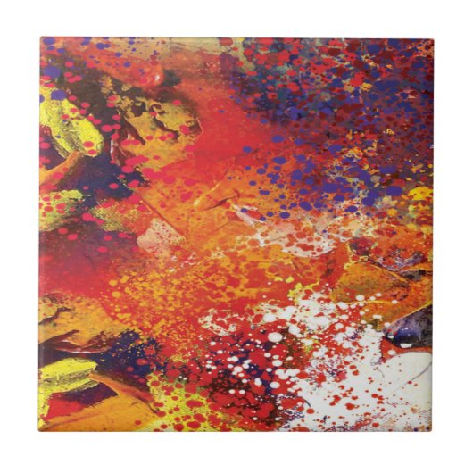 Abstracte Spatsschildering Tegeltje (Voorkant)