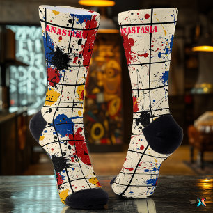 Abstracte Spatten Sokken met Geometrisch Raster