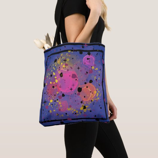 Abstracte spatten van sterrenhemel ontwerp tote bag (Dichtbij)