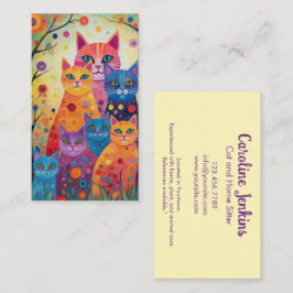 Abstracte speelse kleurrijke kattenillustratie visitekaartje