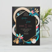 Abstracte speelse moderne elegante bruiloft kaart (Staand voorkant)