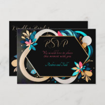 Abstracte speelse moderne elegante bruiloft