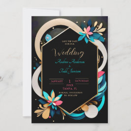 Abstracte speelse moderne elegante bruiloft save the date