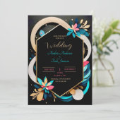 Abstracte speelse moderne elegante bruiloft save the date (Staand voorkant)