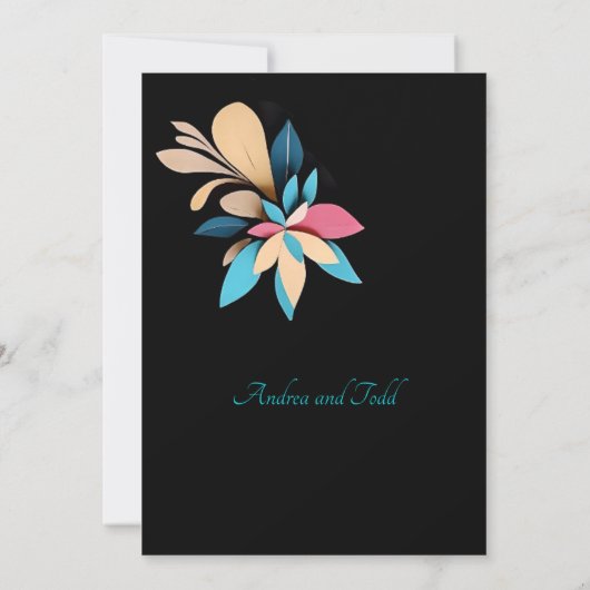 Abstracte speelse moderne elegante bruiloft save the date (Achterkant)