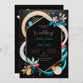 Abstracte speelse moderne elegante bruiloft save the date (Voorkant / Achterkant)