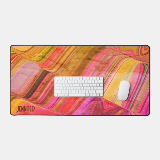 Abstracte speelse Retro Wave Girly Moderne Naam Bureaumat (Keyboard & Muis)