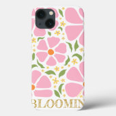 Abstracte speelse roze bloemen Case-Mate iPhone case (Achterkant)