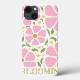 Abstracte speelse roze bloemen Case-Mate iPhone case