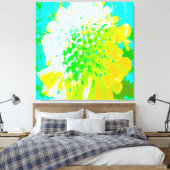 Abstracte speldenkussen ventilator in geel en groe canvas afdruk (Insitu (Slaapkamer))