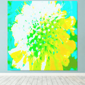 Abstracte speldenkussen ventilator in geel en groe canvas afdruk (Insitu (Houten vloer))