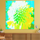 Abstracte speldenkussen ventilator in geel en groe canvas afdruk (Insitu (Woonkamer))