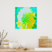 Abstracte speldenkussen ventilator in geel en groe poster (Keuken)