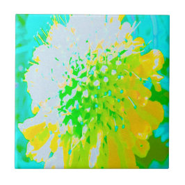 Abstracte speldenkussen ventilator in geel en groe tegeltje