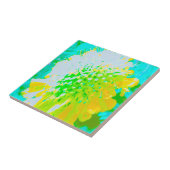 Abstracte speldenkussen ventilator in geel en groe tegeltje (Zijkant)