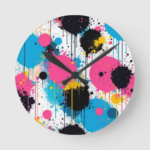 Abstracte spetterende kleurrijke patroon modern on ronde klok