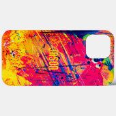 Abstracte spetters geel, hete roze, blauw op maat Case-Mate iPhone case (Achterkant (horizontaal))
