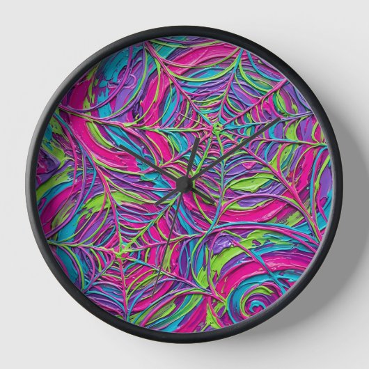 Abstracte Spinnenweb Neon Kant Klokken (Voorkant)