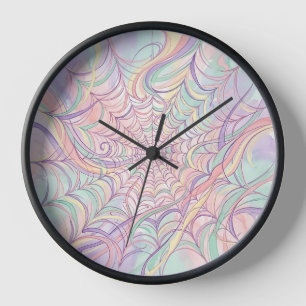 Abstracte Spinneweb Kant Pastelkleurige Kunst Klok