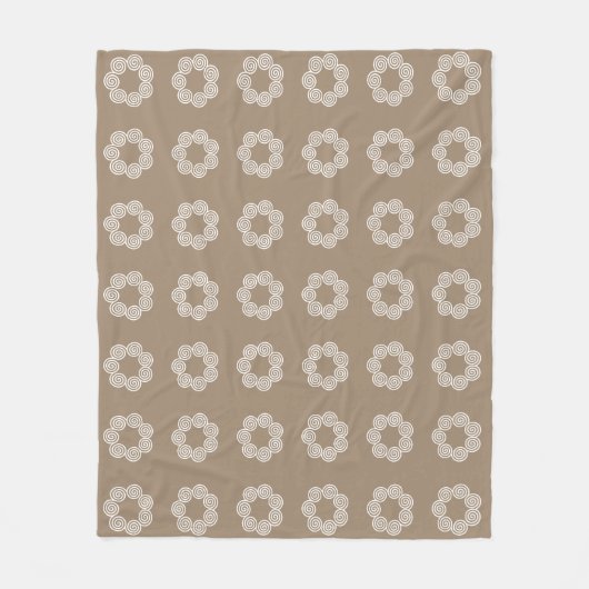 Abstracte spiraal cirkelpatroon op lichtbeige fleece deken (Voorkant)