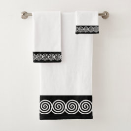 Abstracte spiraal cirkels in zwart-wit badhanddoek bad handdoek