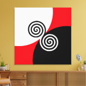 Abstracte spiraal cirkels op zwart rood en wit canvas afdruk (Insitu (Woonkamer))