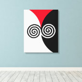 Abstracte spiraal cirkels op zwart rood en wit canvas afdruk (Insitu (Houten vloer))